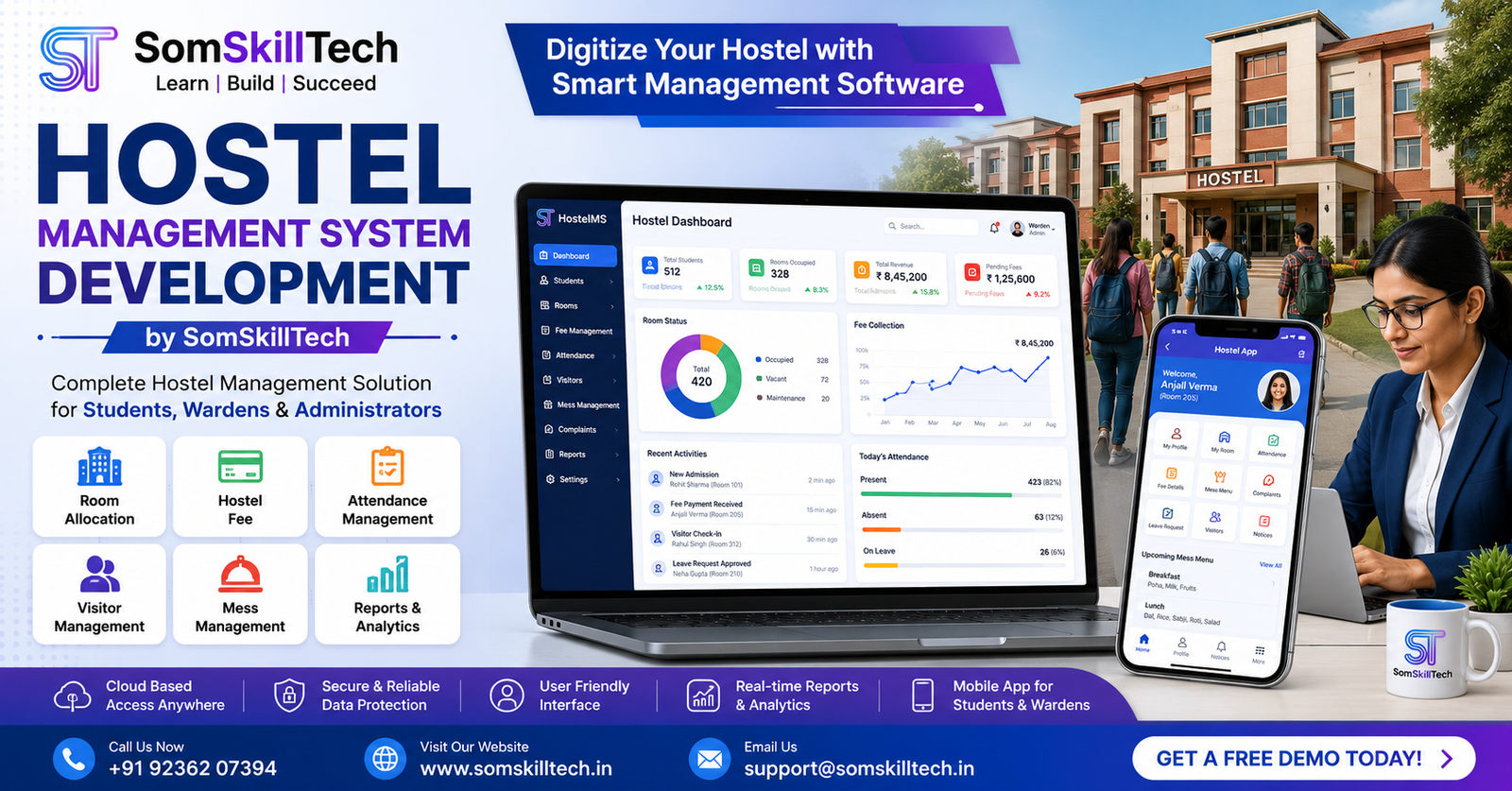 Hostel Management System Development Company in India | SomSkillTech